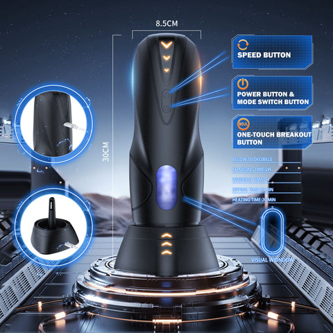 Cyberskin Galaxy Voy USB Rechargeable Thrusting and Rotating Auto Masturbator with Heater Strokers - Auto