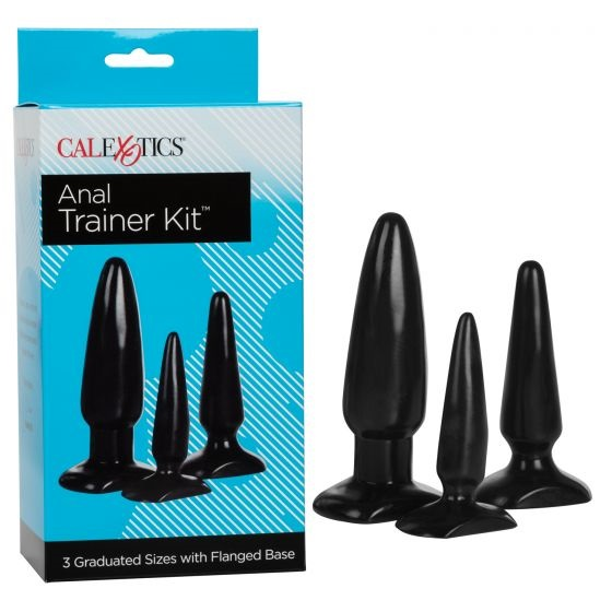 CalExotics Anal Trainer Kit Black 3 Graduated Sizes with Flanged Base > Anal Range > Butt Plug Kits Main image