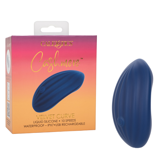 CalExotics Cashmere Velvet Curve Handheld Massager in Navy Blue with 10 Speeds, Liquid Silicone,= > Vibrators > Standard Vibrators
