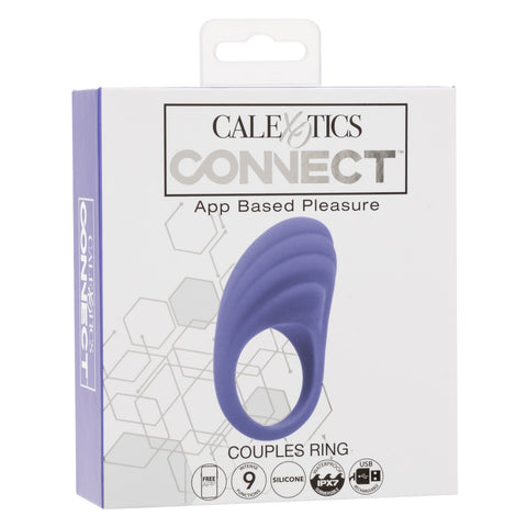 CalExotics Connect Couples Ring Blue Silicone App Controlled Waterproof Size Medium Cock Rings Vibrating