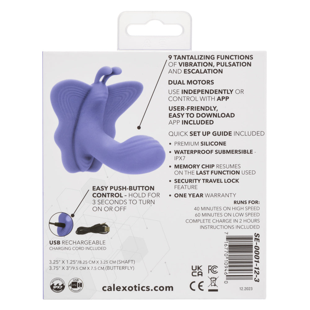 CalExotics Connect™ Venus Butterfly® Dual Motor Silicone Stimulator in Purple with App Control and 9 Vibration Functions Vibrators - G Spot