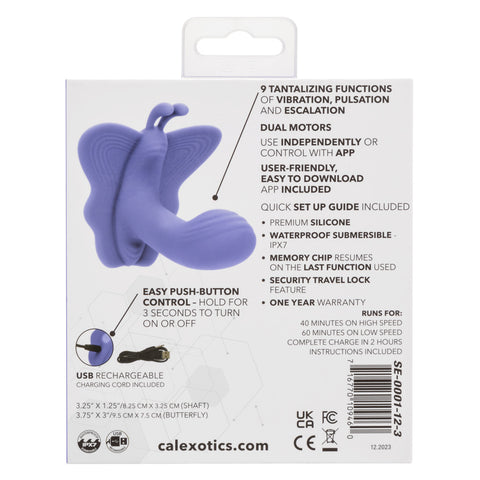 CalExotics Connect™ Venus Butterfly® Dual Motor Silicone Stimulator in Purple with App Control and 9 Vibration Functions Vibrators - G Spot