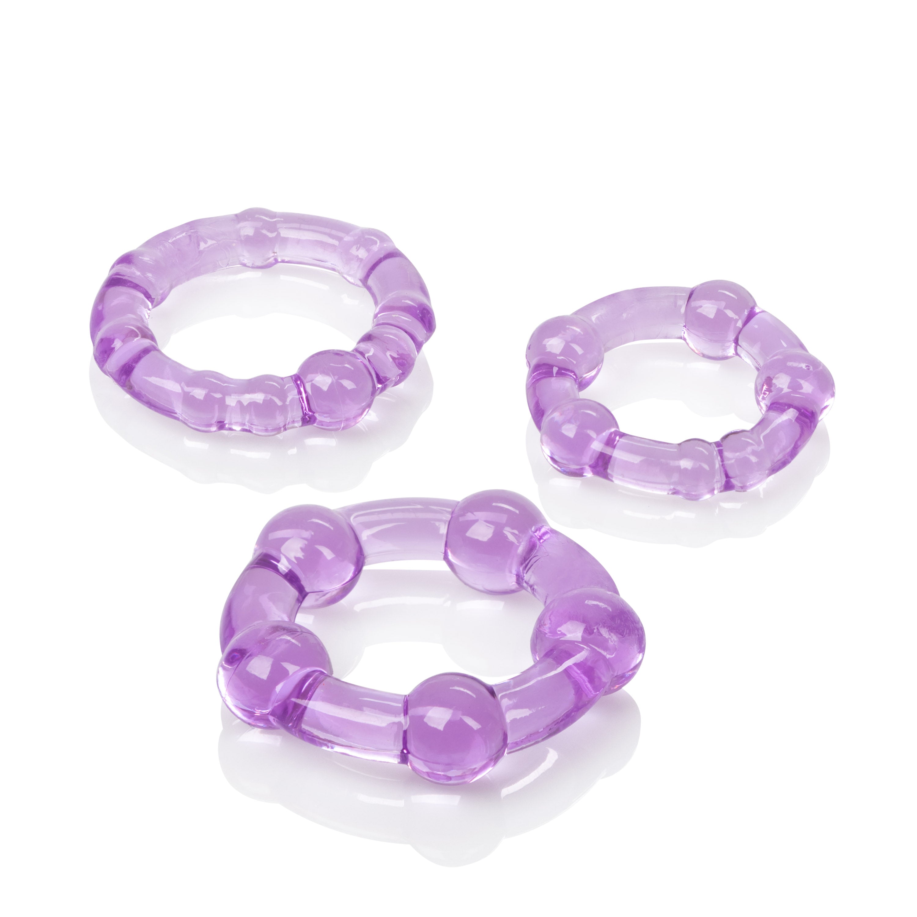 CalExotics Island Rings Purple Stretchy Cock Rings Set with Small Medium and Large Sizes COCK RING Set