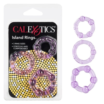 CalExotics Island Rings Purple Stretchy Cock Rings Set with Small Medium and Large Sizes COCK RING Set