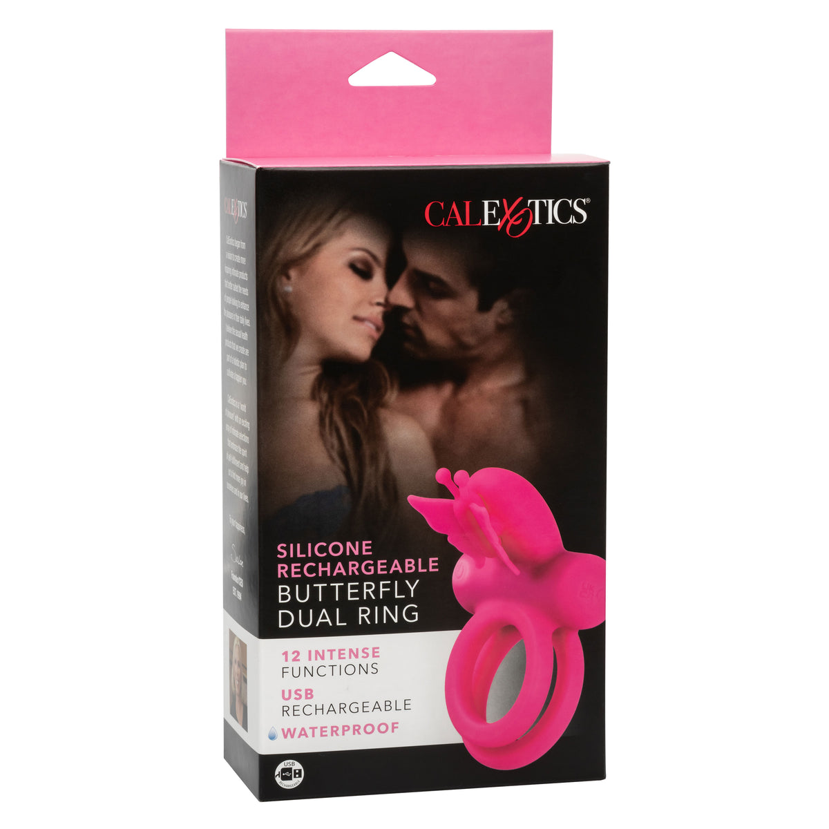 CalExotics Silicone Pink Butterfly Dual Ring with 12 Vibration Functions and Waterproof Design > Cock Ring > Vibrating