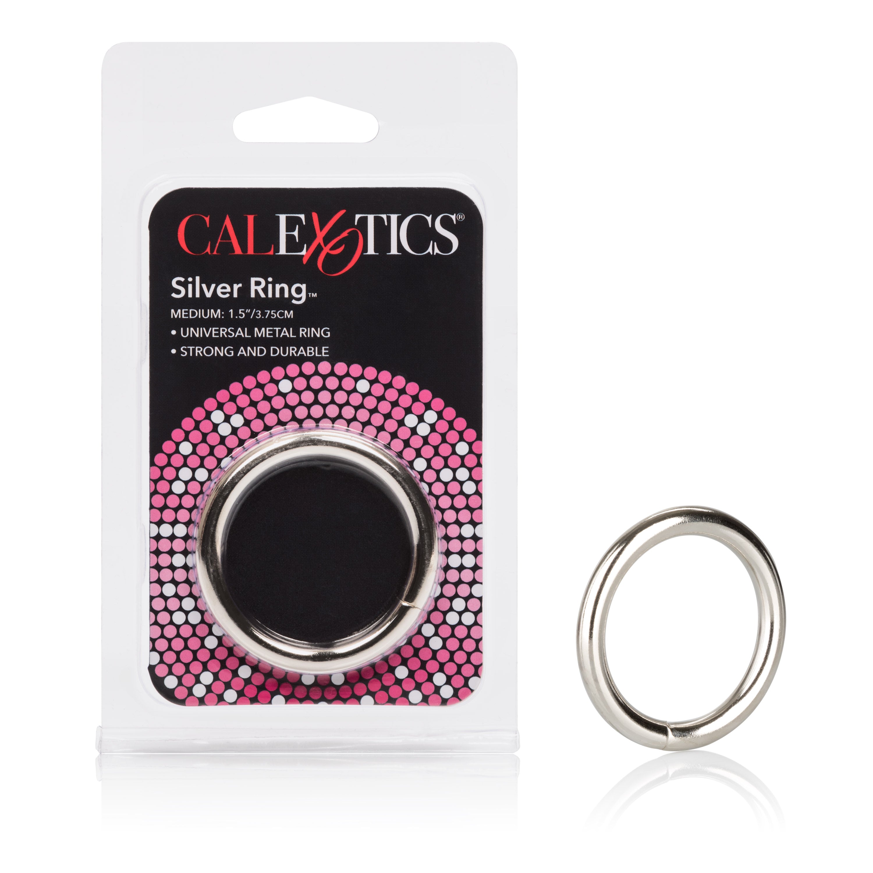 CalExotics Silver Ring Medium 1.5 Inch Universal Metal Ring Strong and Durable COCK RINGS