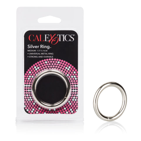 CalExotics Silver Ring Medium 1.5 Inch Universal Metal Ring Strong and Durable COCK RINGS