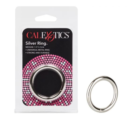 CalExotics Silver Ring Medium 1.5 Inch Universal Metal Ring Strong and Durable COCK RINGS