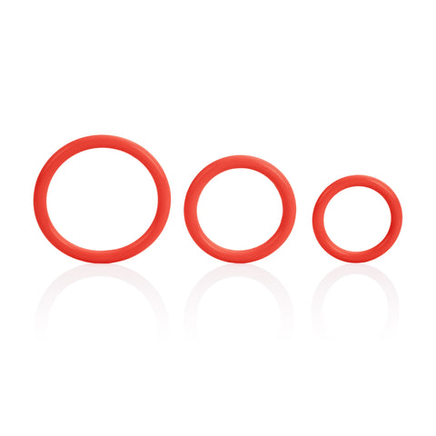 CalExotics Tri-Rings Red – Flexible Multi-Size Stamina Enhancer COCK RING Set