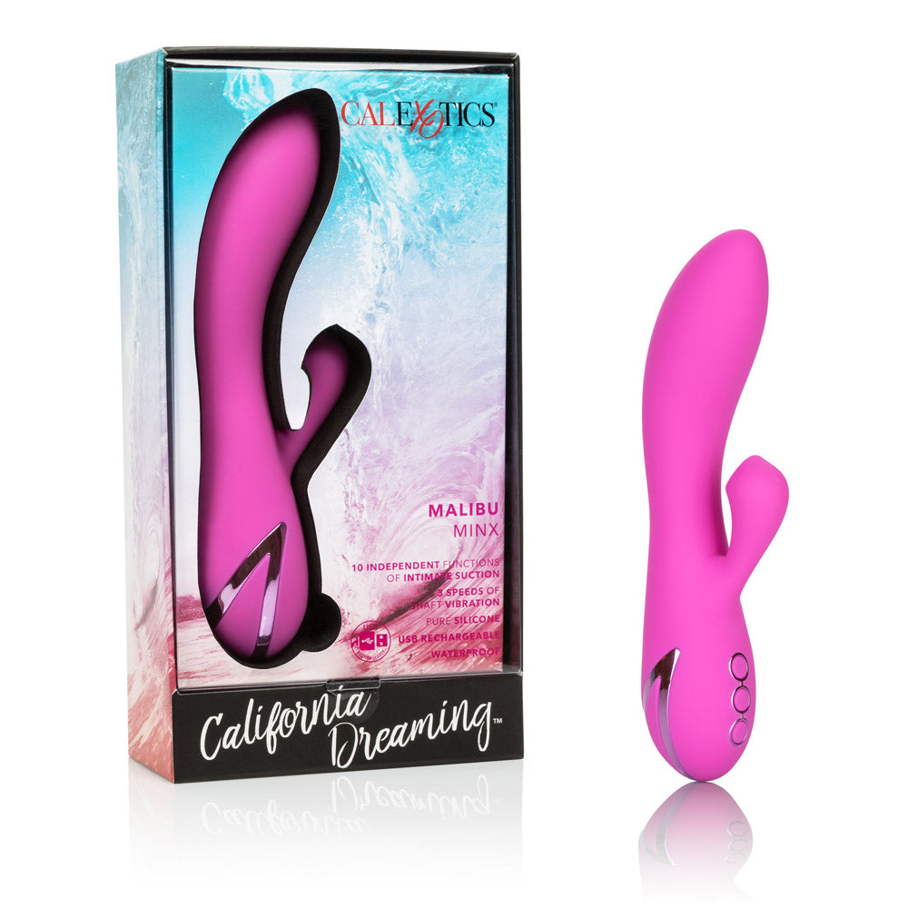 California Dreaming Malibu Minx Pink Ergonomic Vibrating Suction Toy VIBRATORS-RABBIT