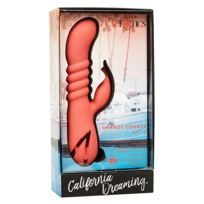 California Dreaming Orange County Cutie Red Ergonomic Dual Action Massager with Thrusting and Vibrations