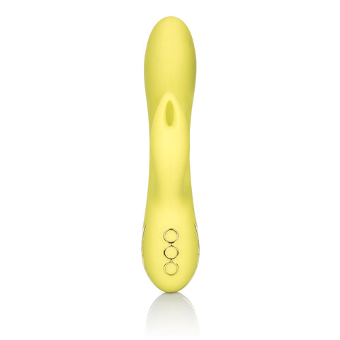 California Dreaming Venice Vixen Yellow Rechargeable Silicone Massager with 10 Vibration Functions and Waterproof Design VIBRATORS-RABBIT