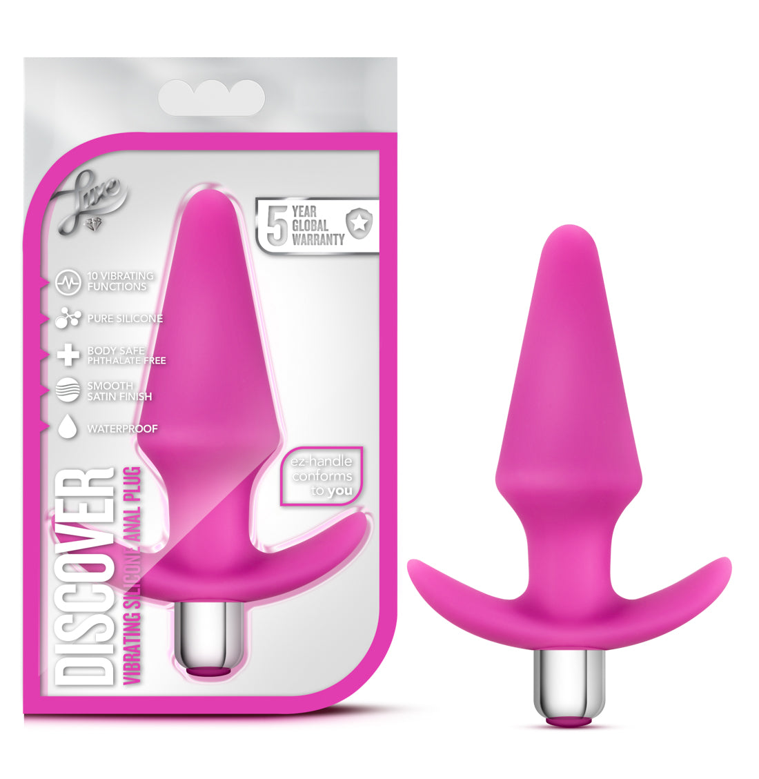 Luxe Discover Pink Anal Plug with 10 Vibrating Functions > Anal Range > Vibrating Butt Plugs