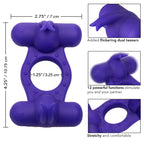 Silicone Triple Orgasm Enhancer in Purple with 12 Vibration Functions and Dual Independent Motors Purple > Cock Ring > Vibrating