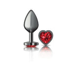 Cheeky Charms Heart Jewel Butt Plug Gunmetal / Red Jewel