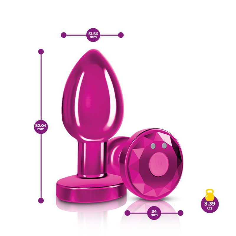 Cheeky Charms Pink Vibrating Metal Butt Plug Remote Medium Secondary image