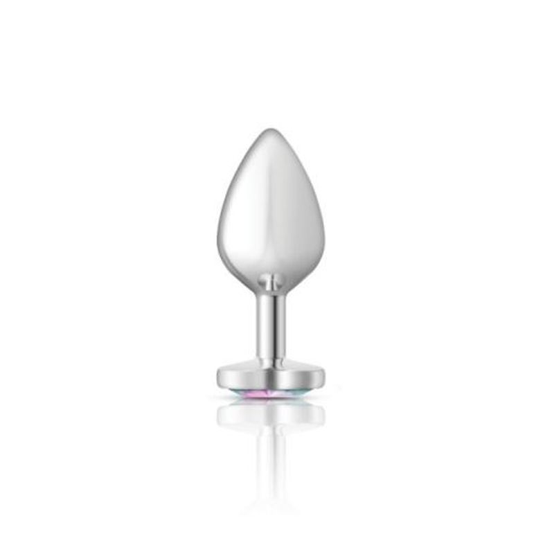 Cheeky Charms Silver Metal Butt Plug with Heart Clear Jewel Medium > Anal Range > Jewel Butt Plugs Main image