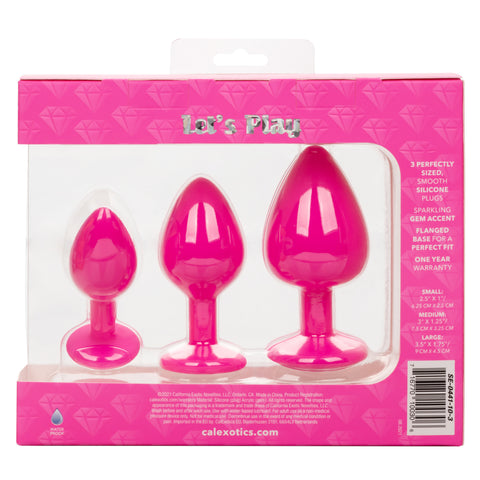 Cheeky Gems Pink Anal Training Kit with 3 Graduated Silicone Plugs and Gem Base > Anal Range > Butt Plug Kits