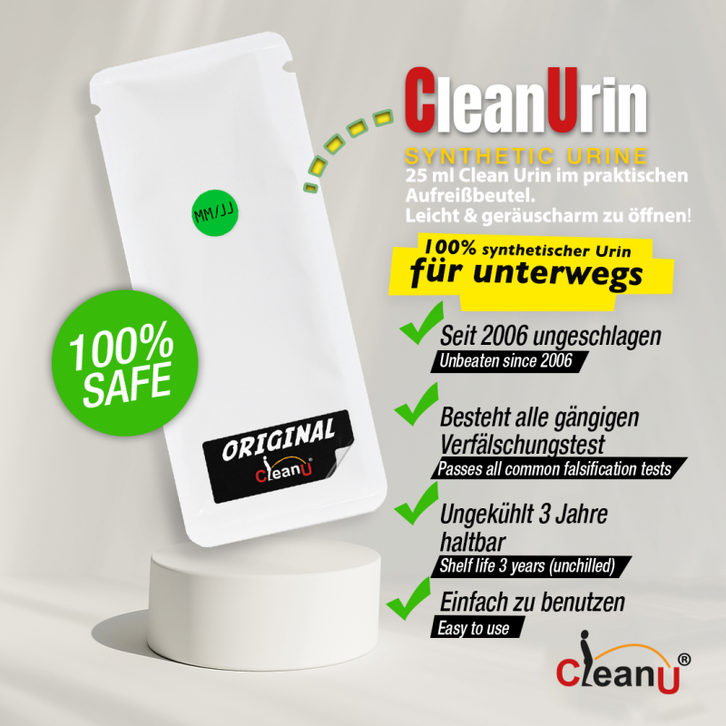 CleanUrin Synthetic Urine Sachet 25ml – Reliable Discreet Urine Substitute Drug Screening