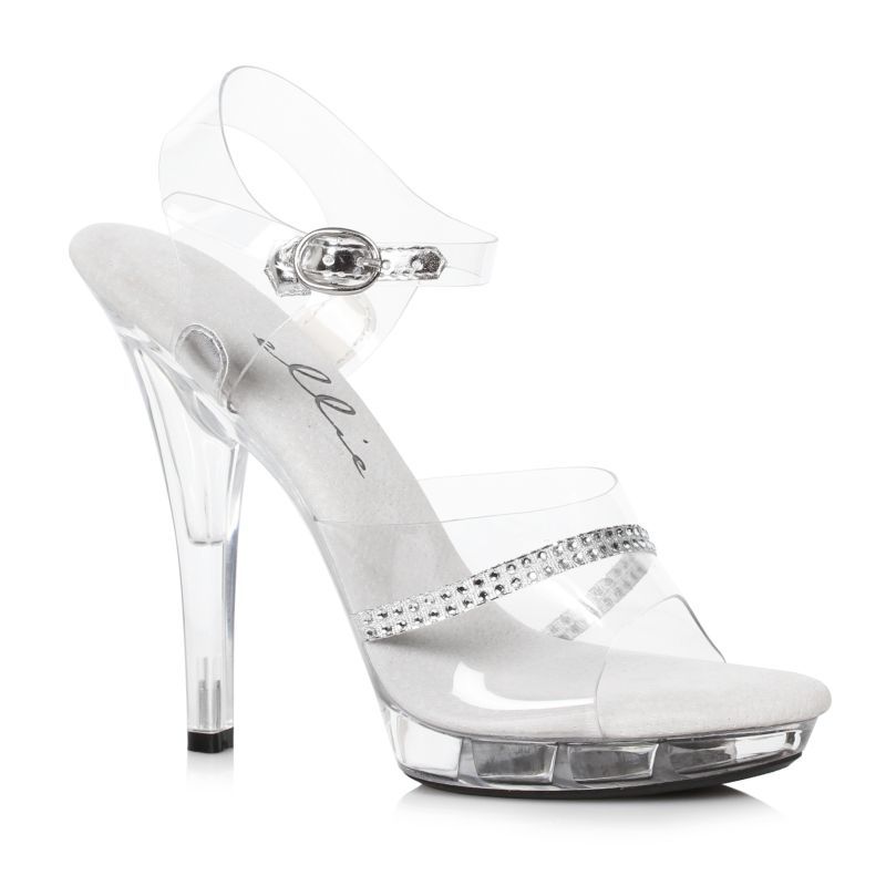 Clear Rhinestone Sandals with 5 Inch Heel 9 Heels