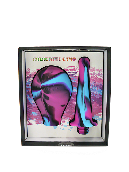 Colourful Camo Douche Squeeze Bulb Cleaning System with Silicone Attachments in Purple and Blue Douches
