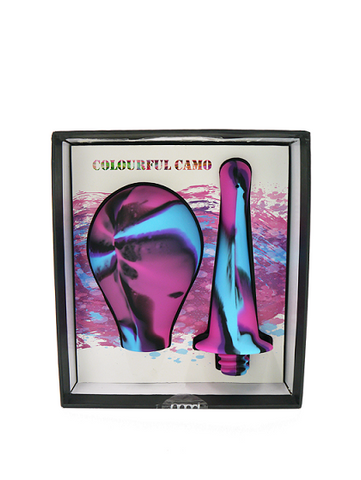 Colourful Camo Douche Squeeze Bulb Cleaning System with Silicone Attachments in Purple and Blue Douches