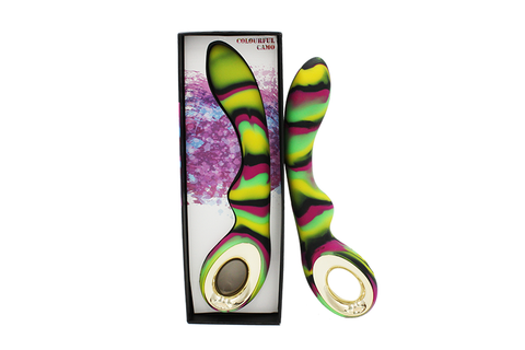 Colourful Camo Magic Vibrator Green Soft Silicone G-Spot Stimulator with Double Motors and Waterproof Design Vibrators