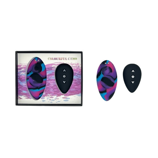 Colourful Camo Remote Control Panty Vibe Blue Medical Grade Silicone Splashproof with Multi Vibrations > Sex Toys For Ladies > Panty Vibes Main image