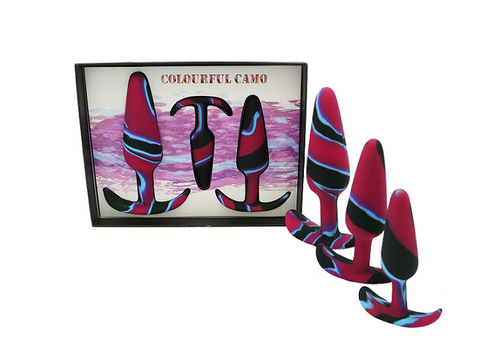 Colourful Camo SAIL Anal Kit Blue Silicone Trainer Set with 3 Flexible Butt Plugs > Anal Range > Butt Plug Kits
