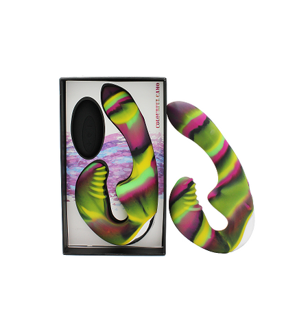 Colourful Camo Tandem Remote Control Strapless Strapon Yellow Silicone Waterproof > Realistic Dildos and Vibes > Strapless Strap Ons