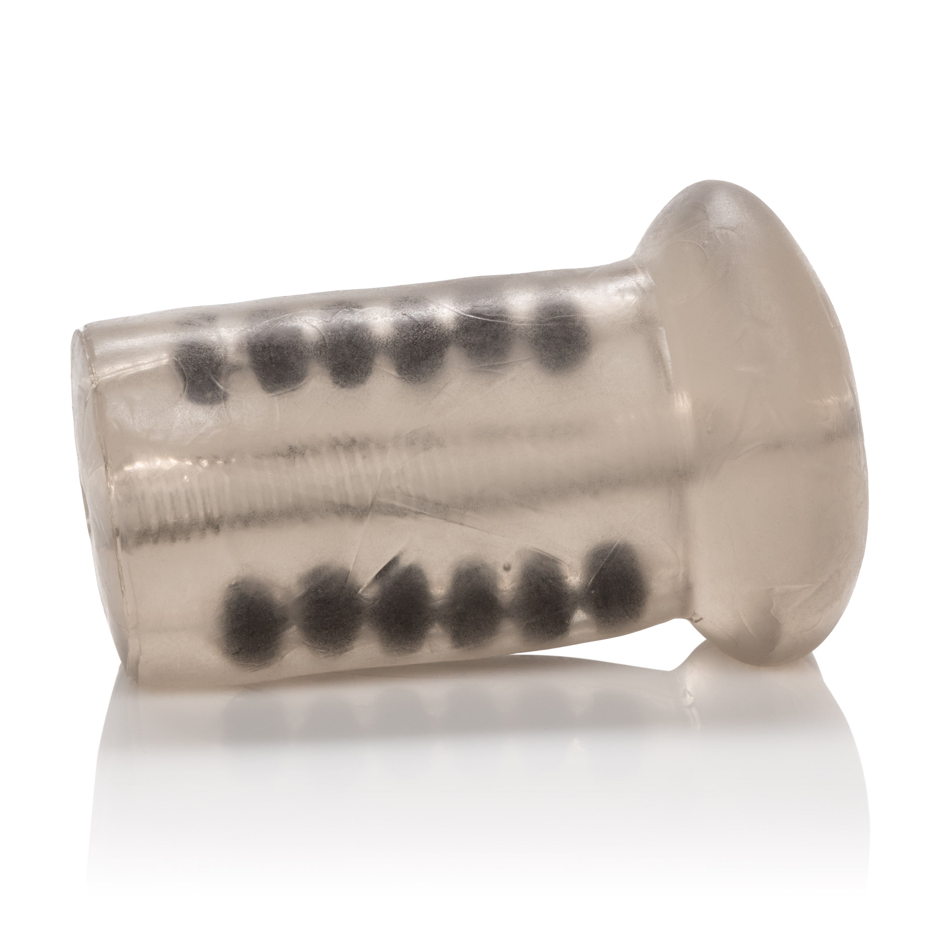 Colt Beaded Stroker Ribbed Shaft Masturbator with Superior Suction and Two Rows of Power Beads in Transparent Black Strokers - Manual