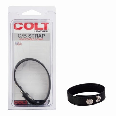 Colt Leather C/B Straps Adjustable 3 Snap Black Leather Strap COCK RINGS