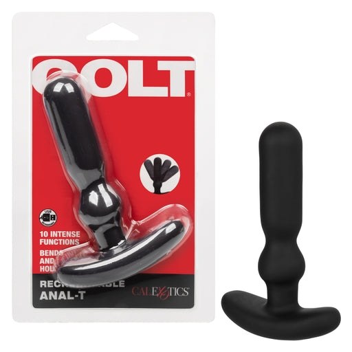 Colt Rechargeable Anal-T Black Flexible Vibrating Probe with 10 Intense Functions Butt Plugs - Vibrating