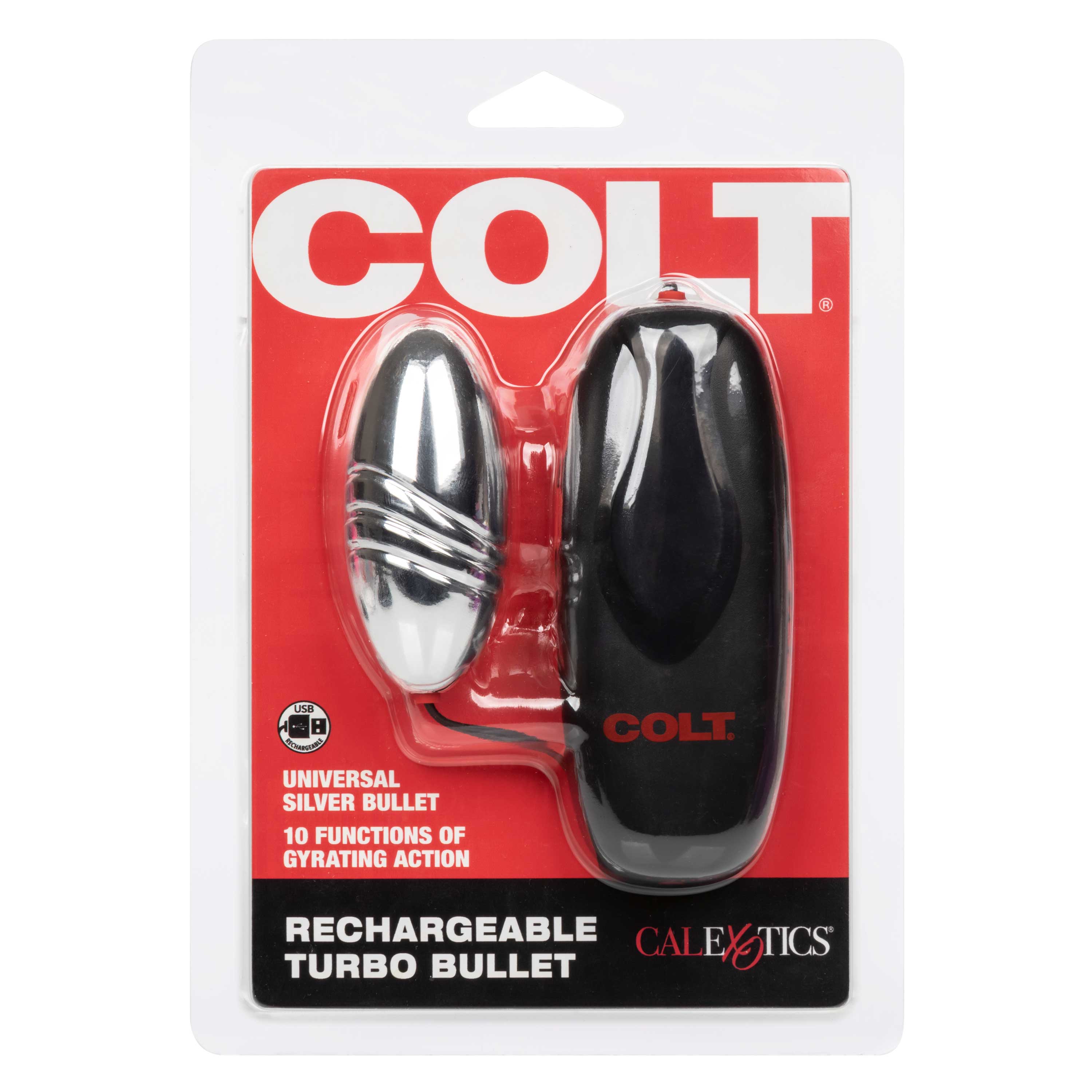 Colt Rechargeable Turbo Bullet Silver with 10 Functions and USB Charging BULLETS
