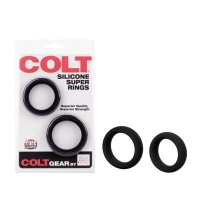 Colt Silicone Super Rings Black Erection Enhancers Set of Two COCK RING Set