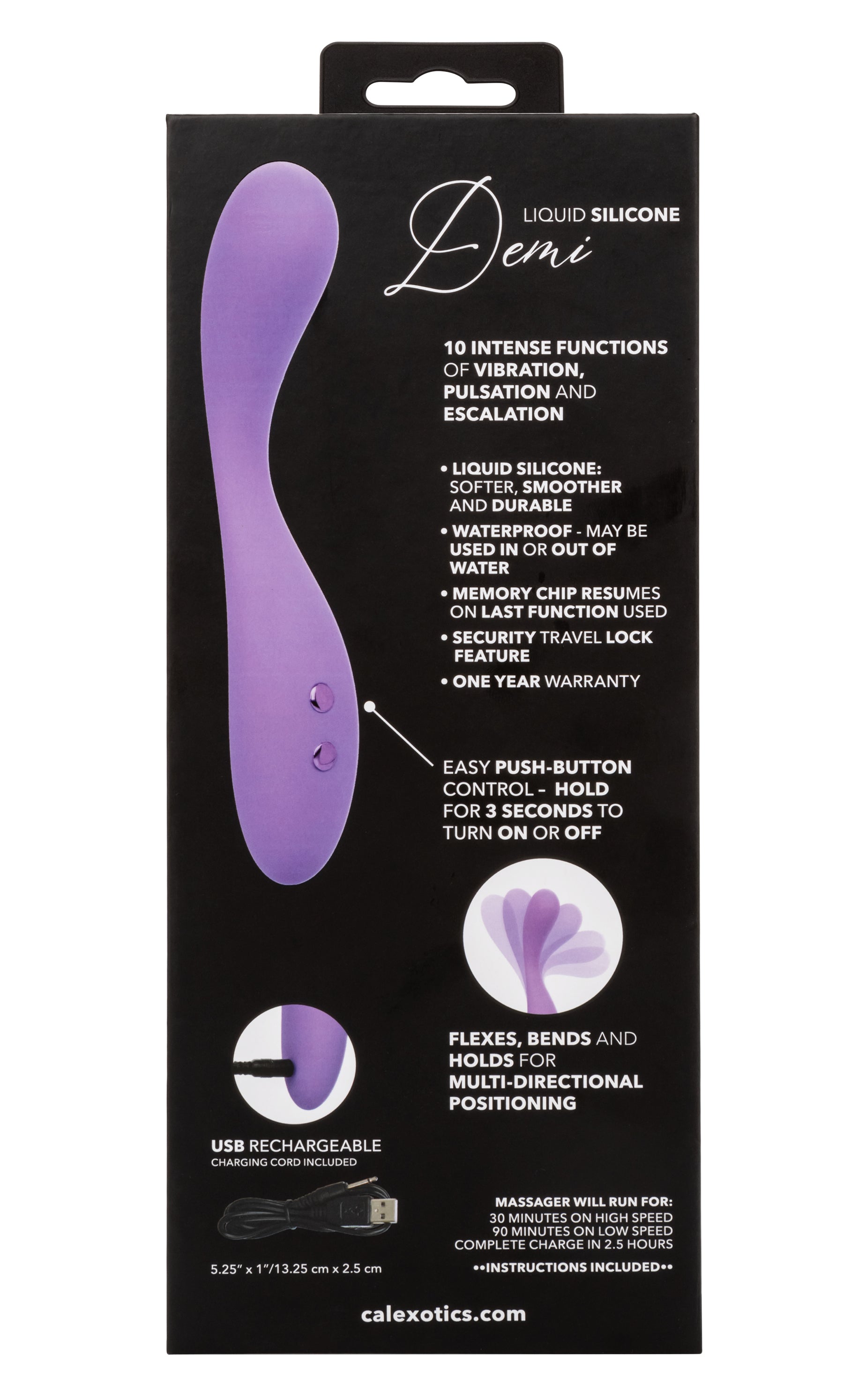 Contour Demi Purple Flexible Liquid Silicone Massager with 10 Vibration Functions and Waterproof Design Vibrators