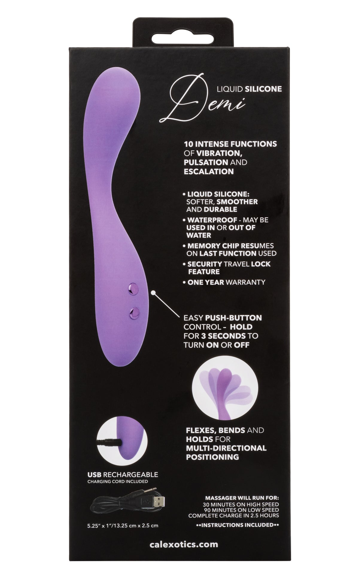 Contour Demi Purple Flexible Liquid Silicone Massager with 10 Vibration Functions and Waterproof Design > Vibrators > Standard Vibrators