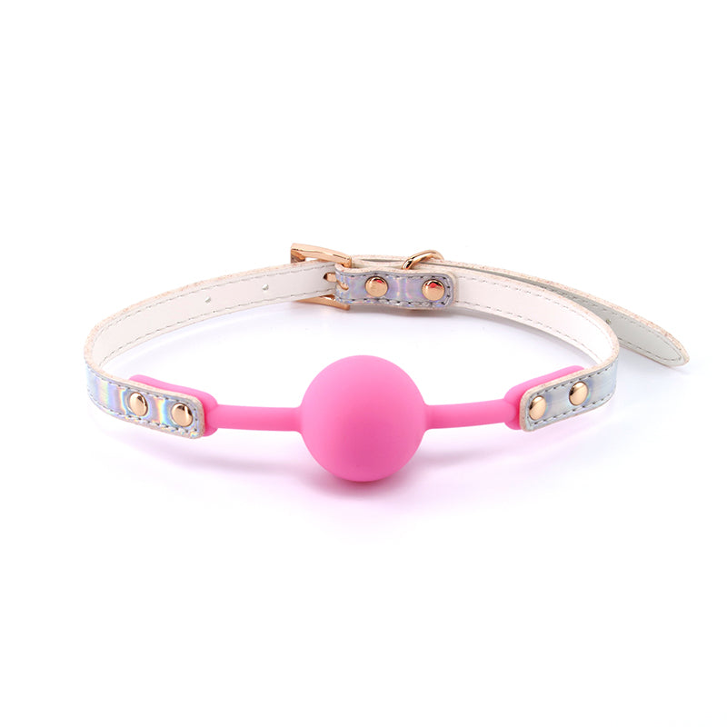 Cosmo Bondage Ball Gag Rainbow 62.3cm Metallic Pink Restraint Secondary image