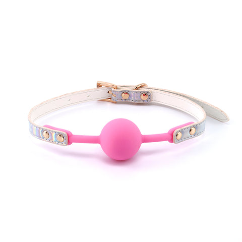 Cosmo Bondage Ball Gag Rainbow 62.3cm Metallic Pink Restraint Gags