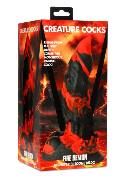 Creature Cocks Fire Demon (Red and Black) – 8.5 Inch Silicone Dildo Fantasy Dongs