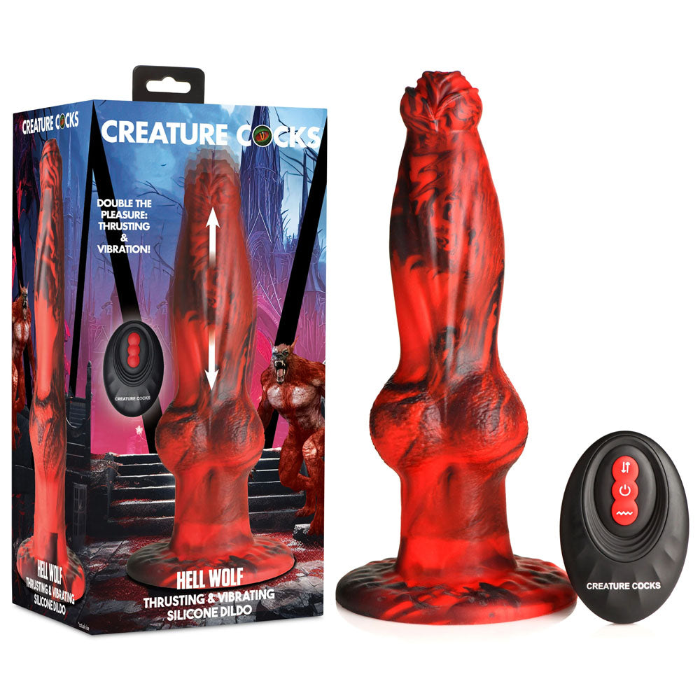 Creature Cocks Hell Wolf 8 Inch Thrusting Fantasy Dong Red Fantasy Dongs