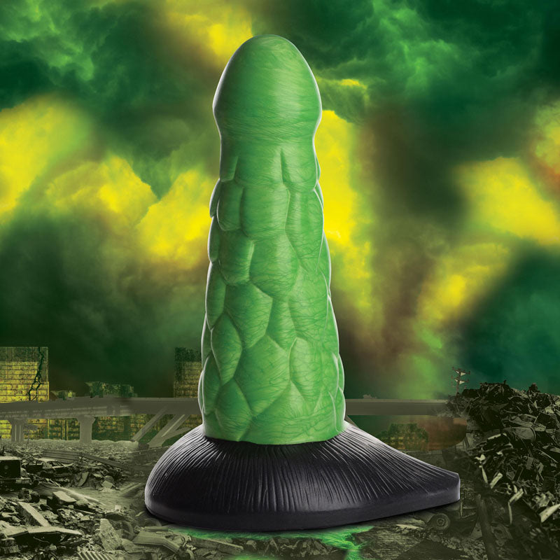 Creature Cocks Radioactive Reptile (Metallic Green) – 19cm Thick Scaly Silicone Dildo 7.5 Inch Secondary image