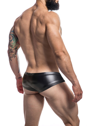Cut For Men Booty Shorts Black Leatherette Size Large Mens Trunks
