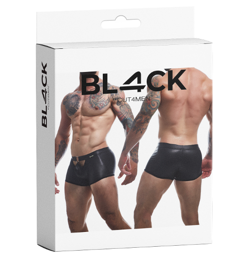Cut For Men Peekaboo Mini Pants Large Black Mens G-Strings