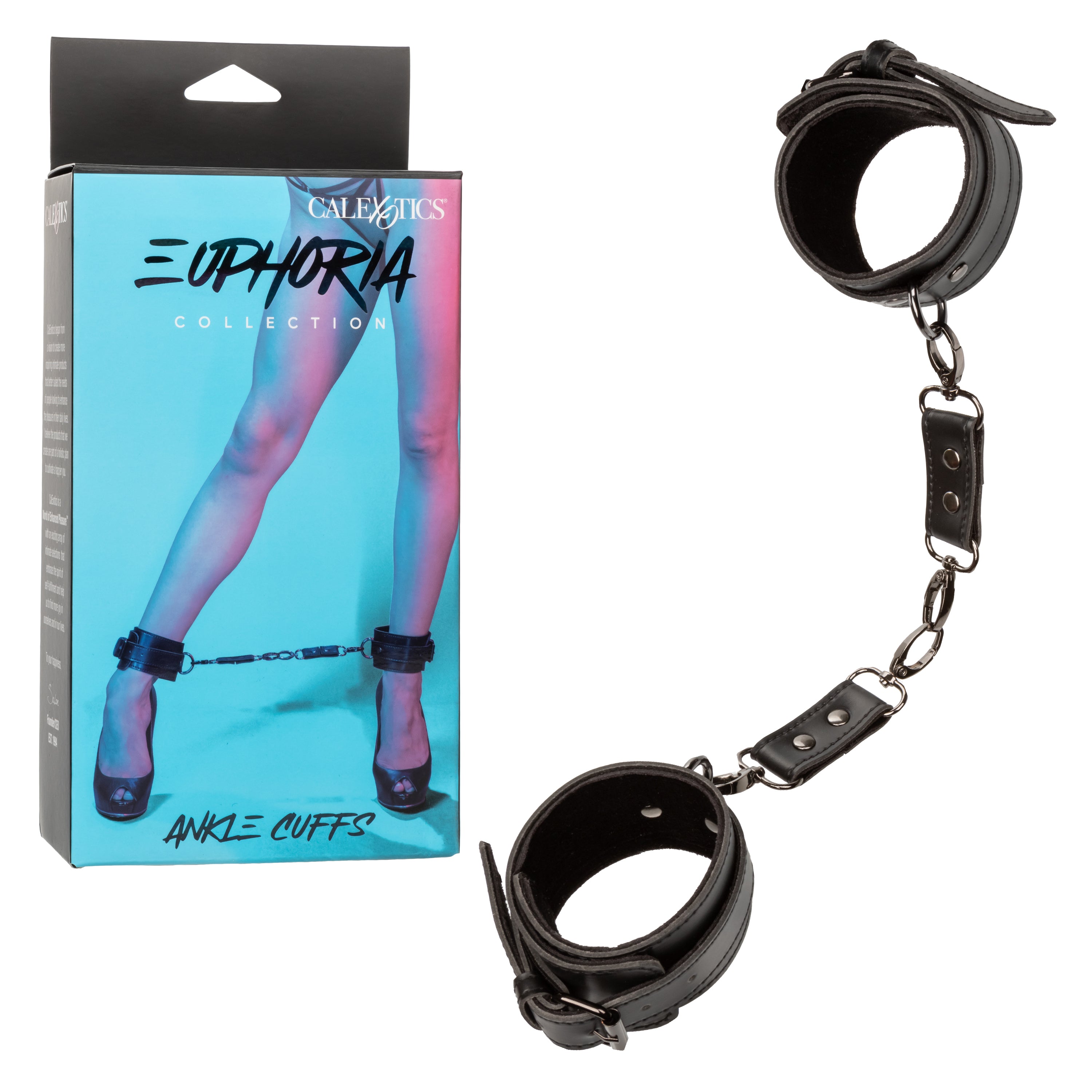 Euphoria Collection Adjustable Black Velvet and Vegan Leather Ankle Cuffs with Metal Clasps Black > Bondage Gear > Restraints