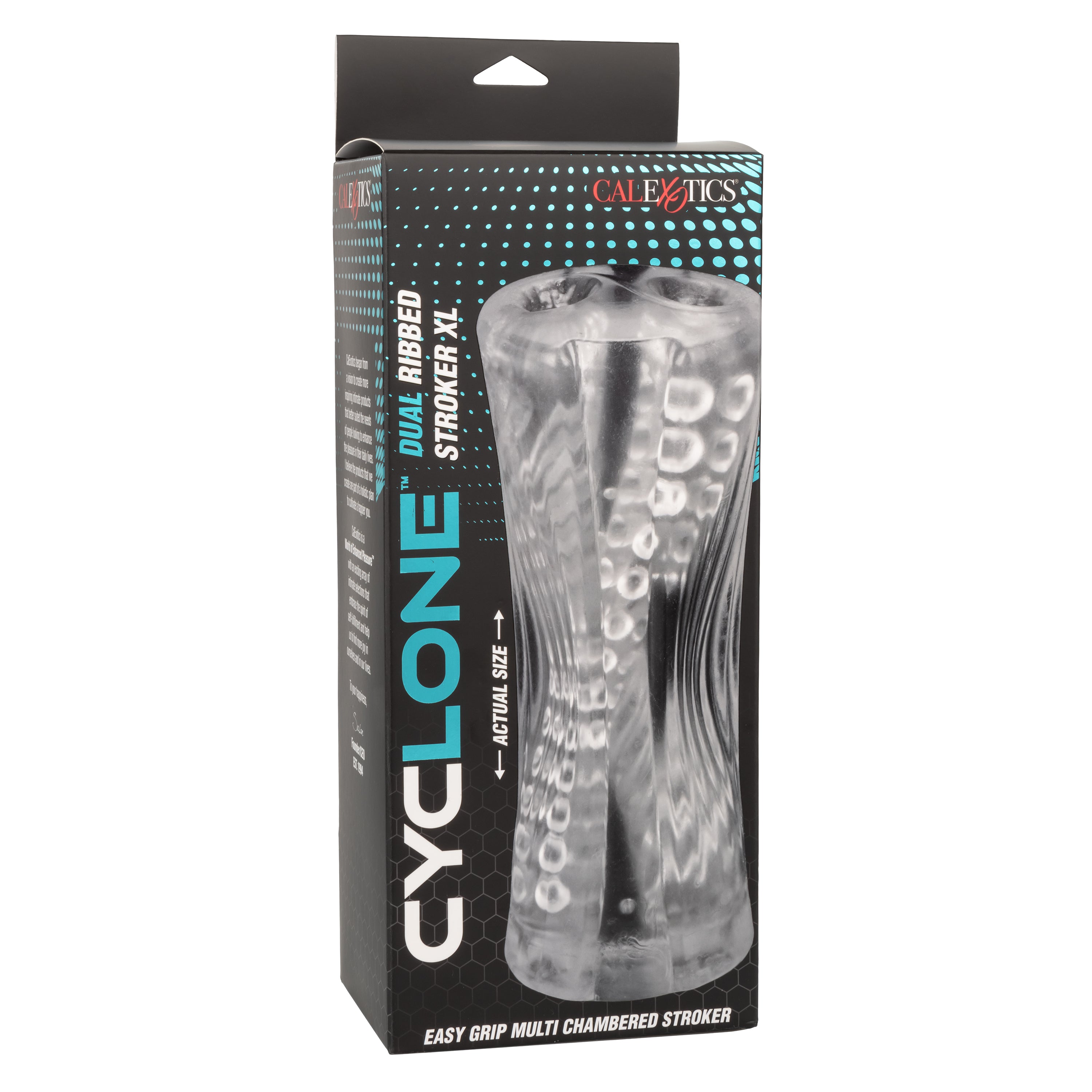 Cyclone Dual Ribbed Stroker XL Transparent Easy Grip Multi-Chambered Stroker > Sex Toys For Men > Masturbators > Manual Main image