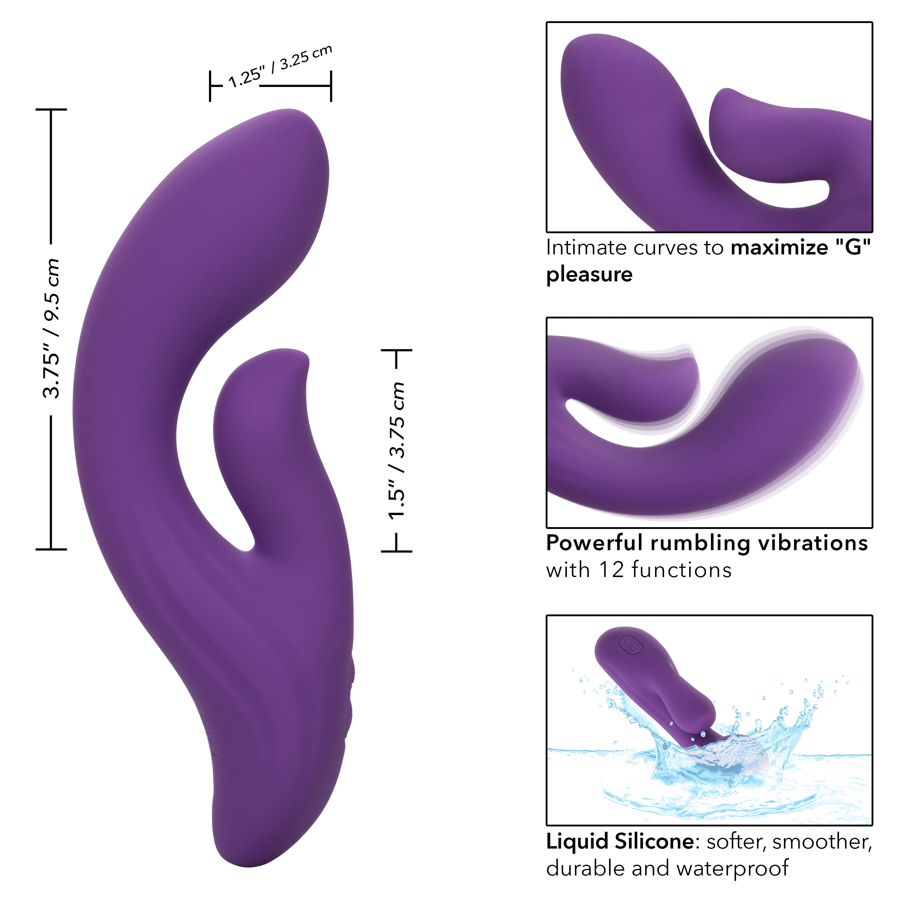 Stella Liquid Silicone Dual Pleaser Purple with 12 Vibration Functions and Rechargeable > Vibrators > Ladies > Rabbit