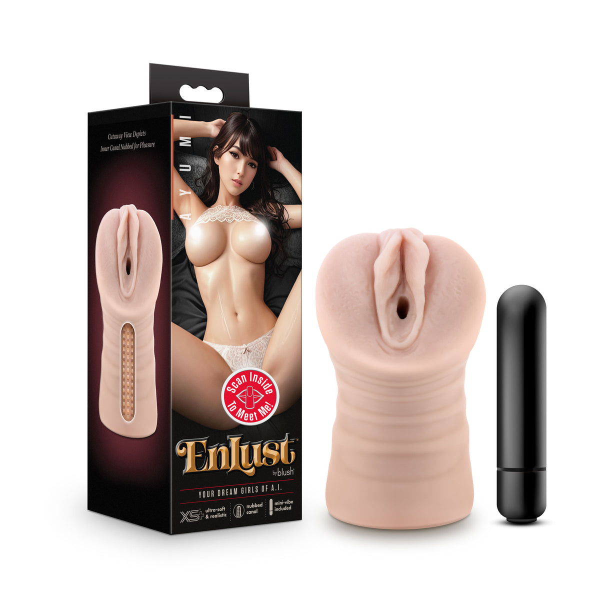 Enlust Ayumi Beige Vibrating Male Stroker with Ultra-Soft Feel > Sex Toys For Men > Masturbators > Vibrating