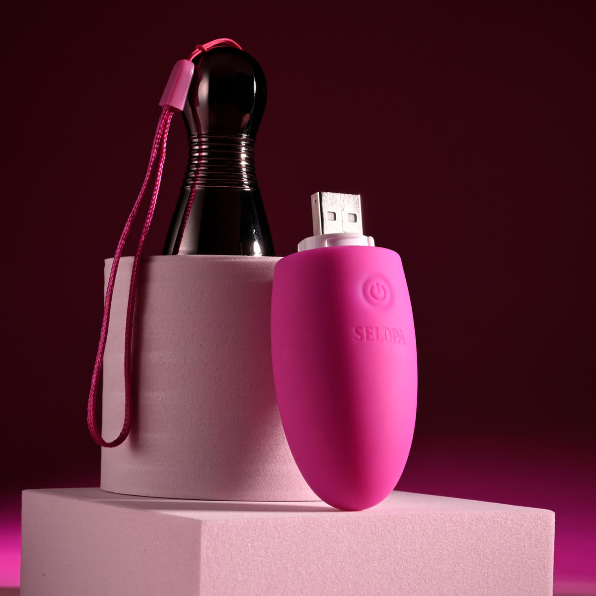 Selopa Vibrating Egg with Chrome Handle - Pink 11.9cm > Sex Toys For Ladies > Vibrating Eggs