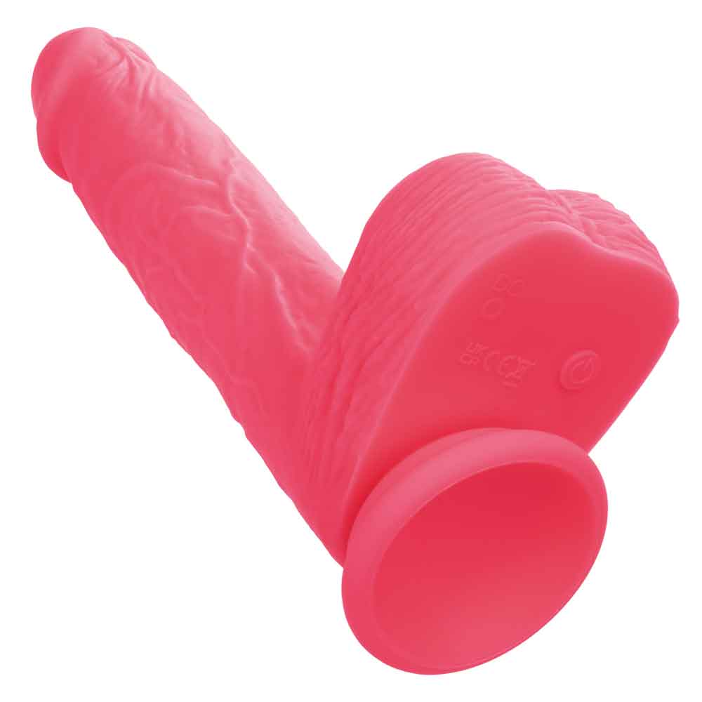 Rechargeable Rumbling Thrusting Silicone Stud Vibrator Pink 7 Inch DONGS
